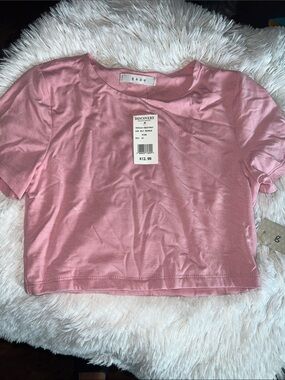 gaze Dusty Rose Short Sleeve Satin Crop Top